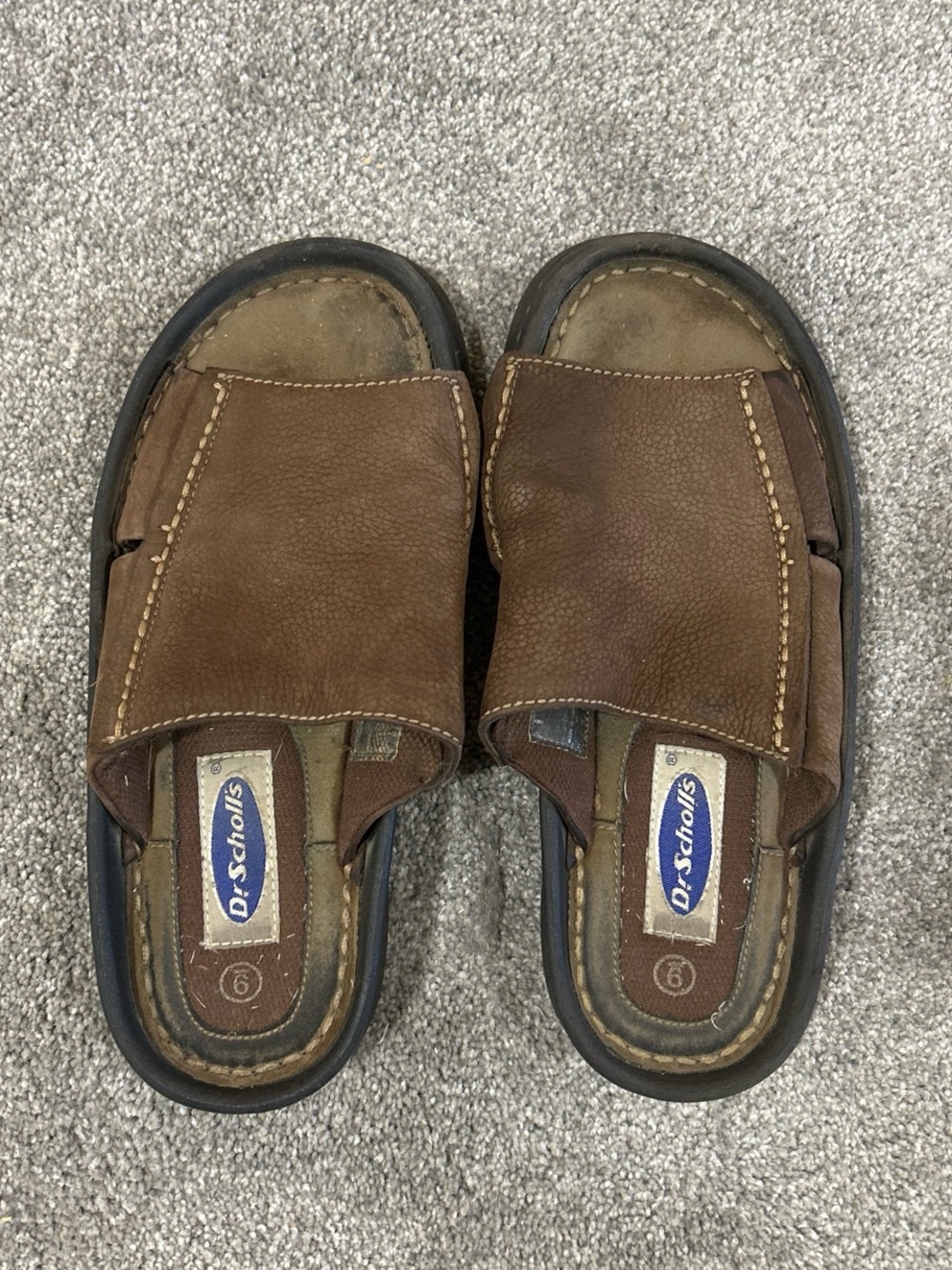 Dr. Scholl's Brown Leather Slide Sandals Size 9